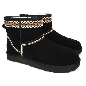 New UGG Classic Mini Atherson Men's Black Faux Fur Lined Suede Boots Sz 13 EU 46